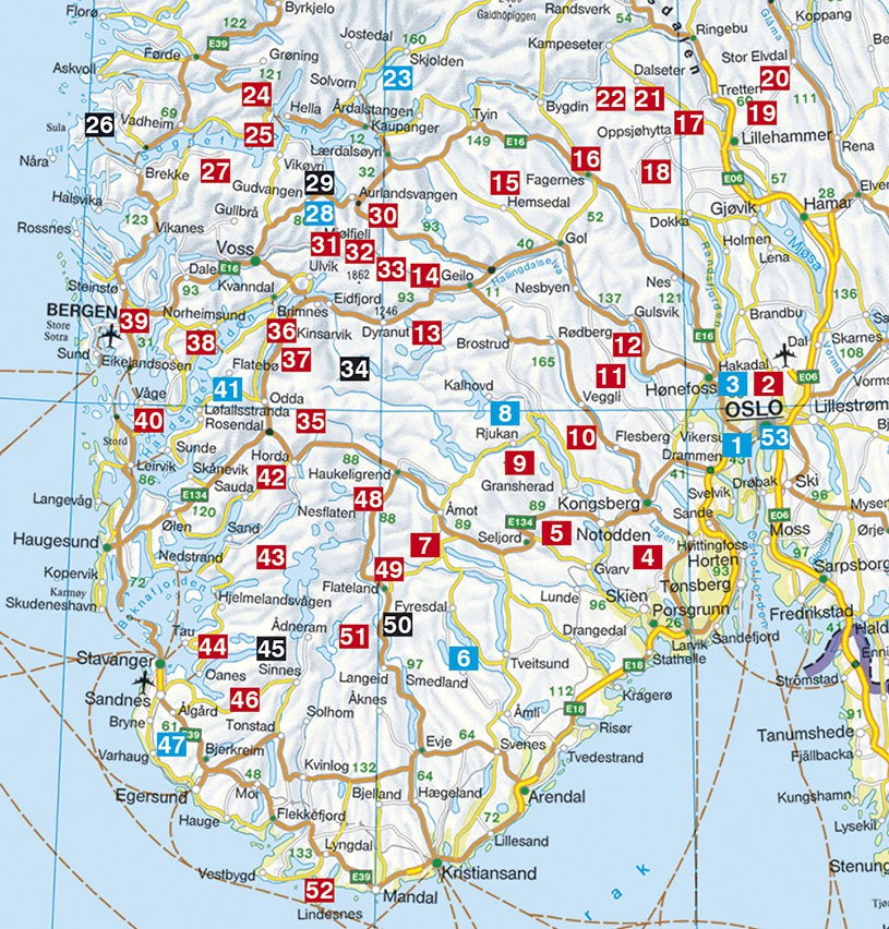 carte routiere norvege sud Norvège Sud   Guide de randonnées en Norvège   Rother : 53 