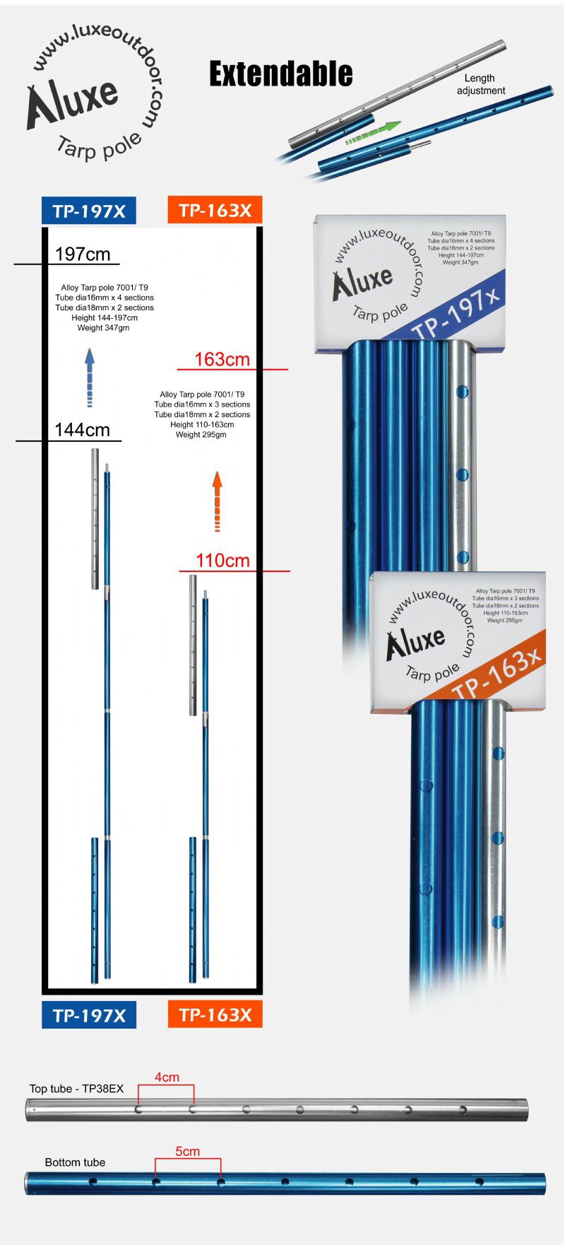 Alloy tarp pole Luxe Outdoor