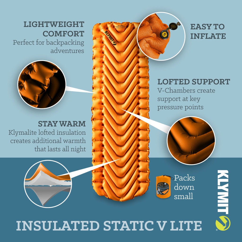 Klymit Insulated Static V Lite Matelas De Sol Leger Et Isole Pour Le Camping Klymit Insulated Static V Lite Matelas De Sol Leger Et Isole Pour Le Camping