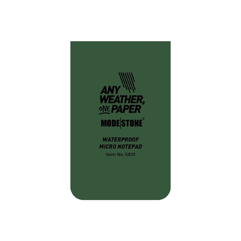 Carnet tout-temps imperméable et résistant Modestone Waterproof Micro Notepad 50x85 mm - vert