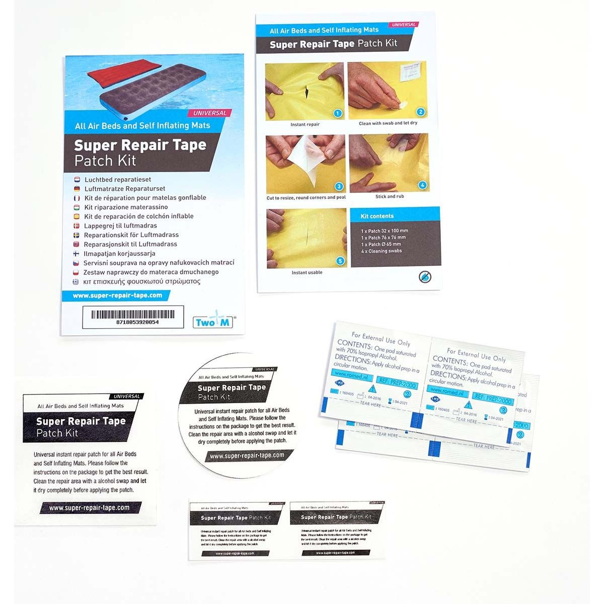 Kit De Réparation Matelas Pneumatique - 2 Sets De Patchs PVC + Colle