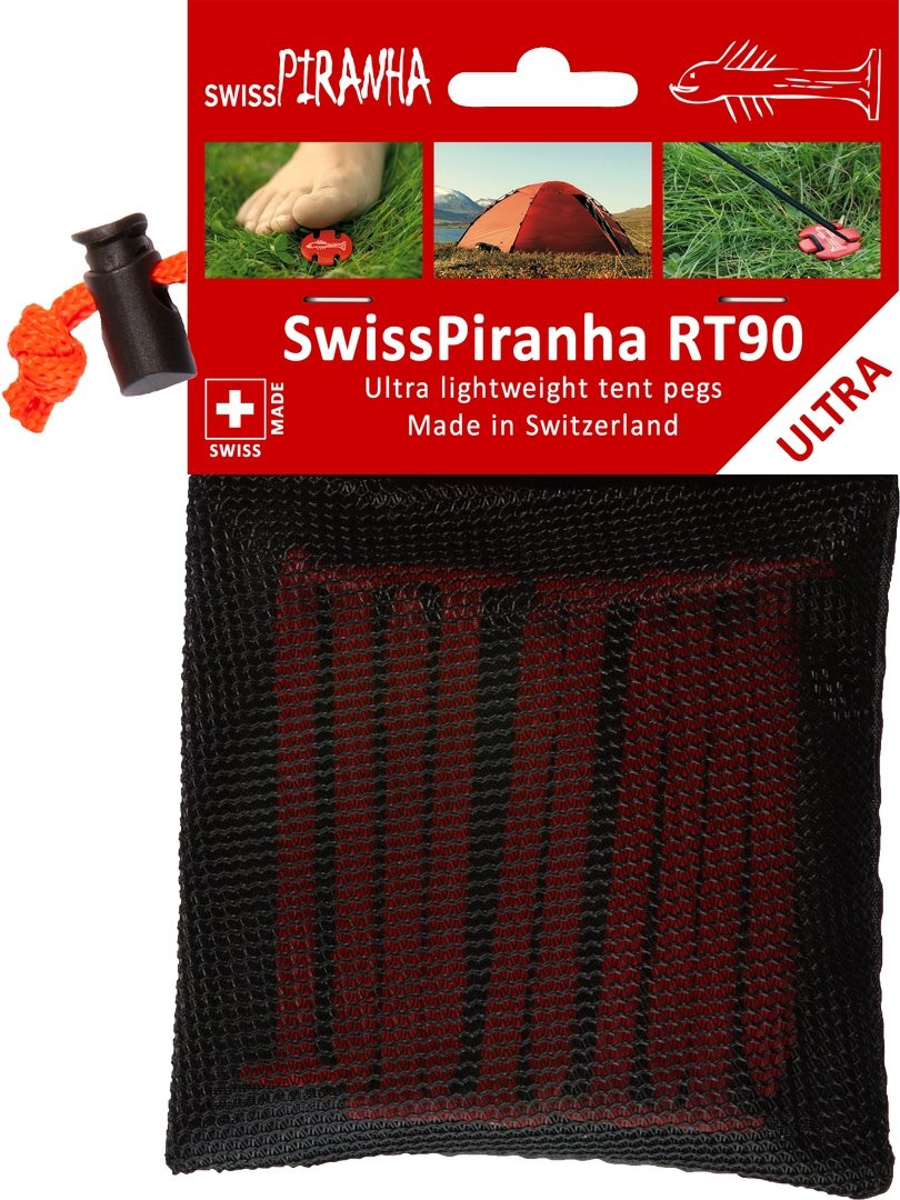 Lot De 10 Piquets De Tente Ultra-légers RT120 - 12 Cm - Rouge - Pour Sols Durs Et Mous - Idéal Rando Et Camping Léger