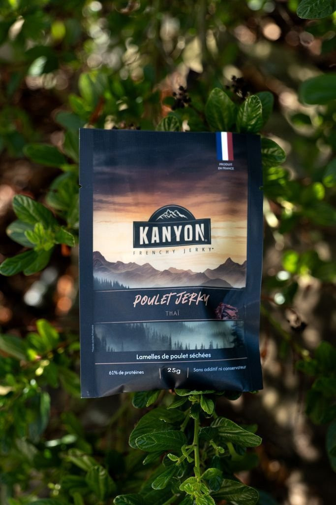 Snacks de viandes séchées hyper protéinés Kanyon Jerky Poulet Thaï 