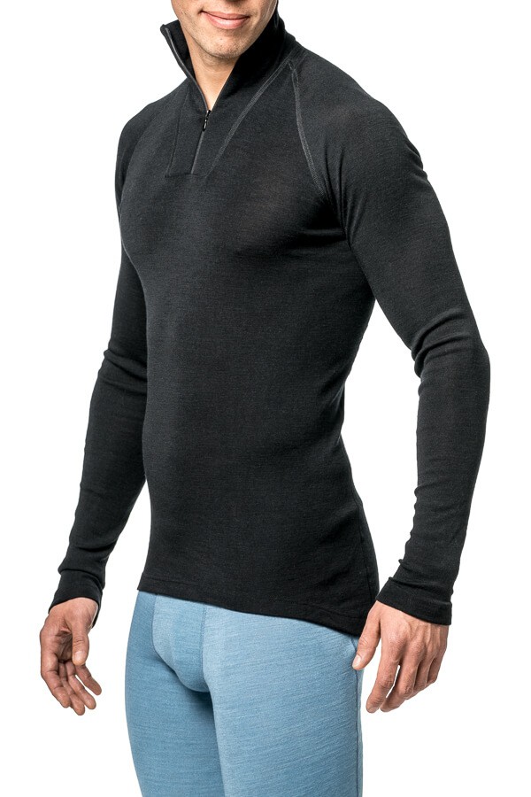 Garmany Pull Col Rond Homme Noir 100% Laine Lana Fabriqué en Italie