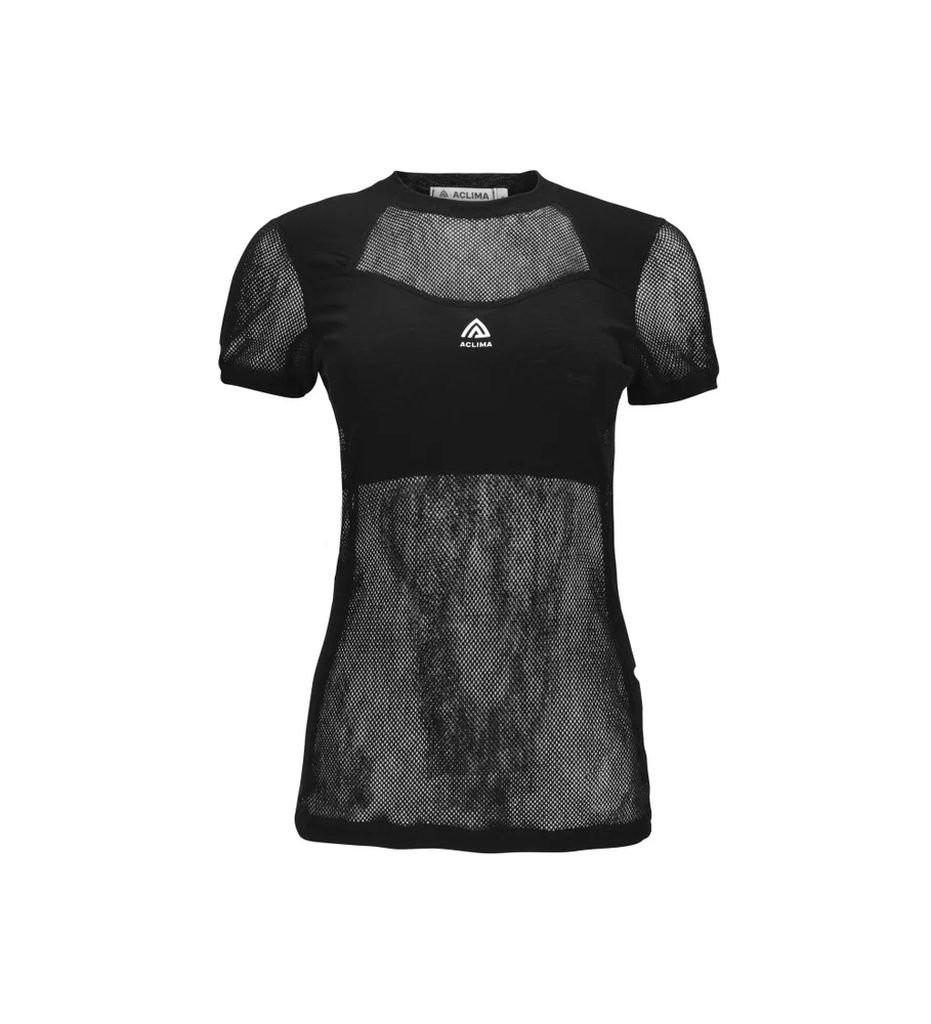 Sous-vêtement manches courtes en maille 100% laine mérinos Aclima WoolNet Light T-Shirt Woman- Jet Black
