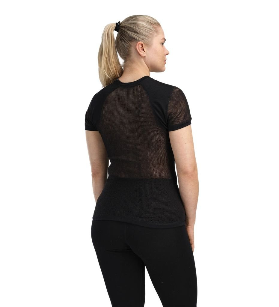 Sous-vêtement manches courtes en maille 100% laine mérinos Aclima WoolNet Light T-Shirt Woman- Jet Black