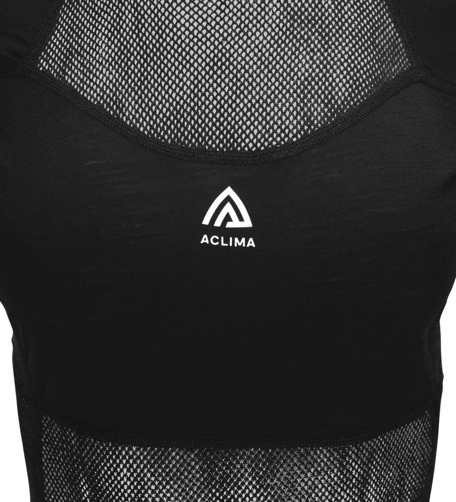 Sous-vêtement manches courtes en maille 100% laine mérinos Aclima WoolNet Light T-Shirt Woman- Jet Black