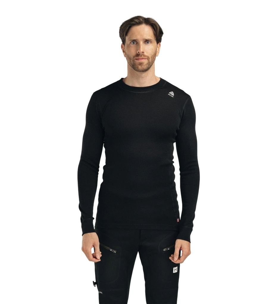Sous-vêtement chaud en Laine mérinos Aclima WarmWool Crew Neck-Black