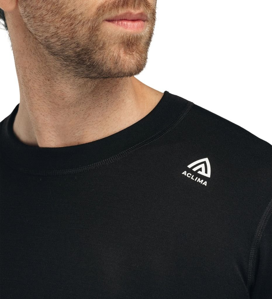 Sous-vêtement chaud en Laine mérinos Aclima WarmWool Crew Neck-Black