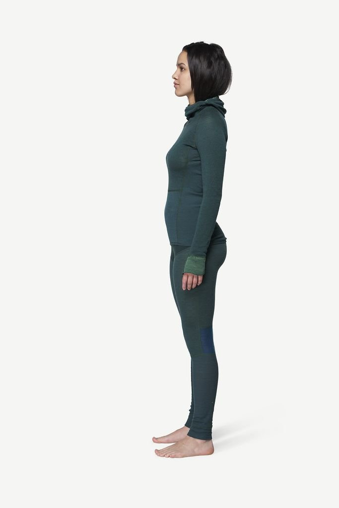 Sous-vêtement en laine mérinos manches longues Devold Tuvegga Merino Hoodie Woman - Vert/Woods