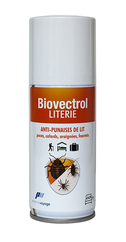 Spray instantané anti-punaises de lit et autres insectes Pharmavoyage Biovectrol Literie