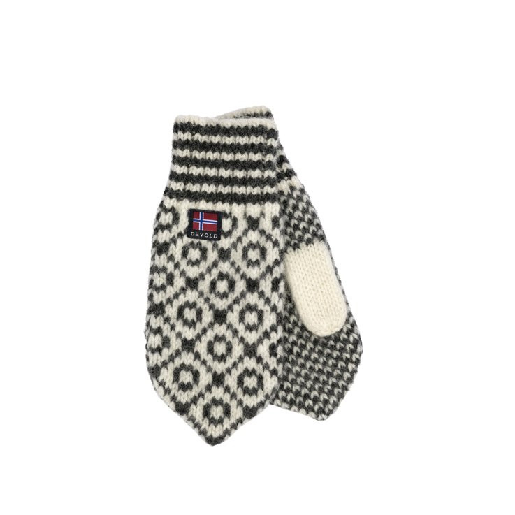 Devold Svalbard Wool Mitten-Gris-Offwhite/Anthracite