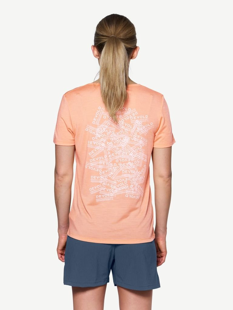 Tee-shirt léger laine mérinos Devold Active Stamp Tee Woman - Sunrise