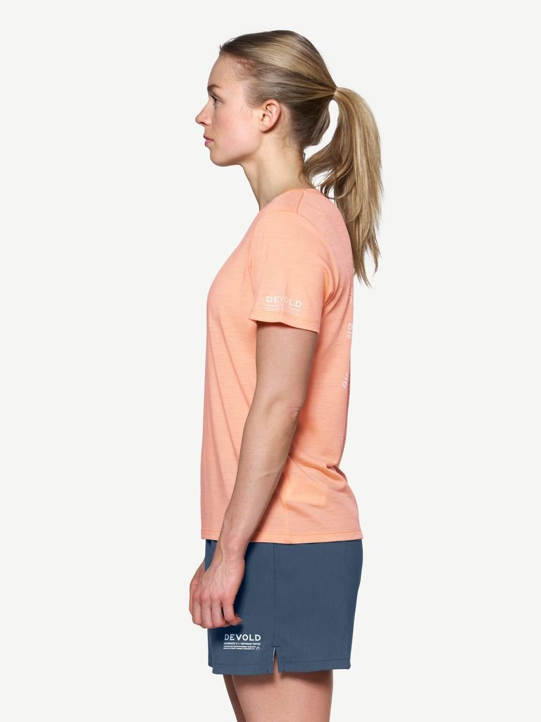 Tee-shirt léger laine mérinos Devold Active Stamp Tee Woman - Sunrise