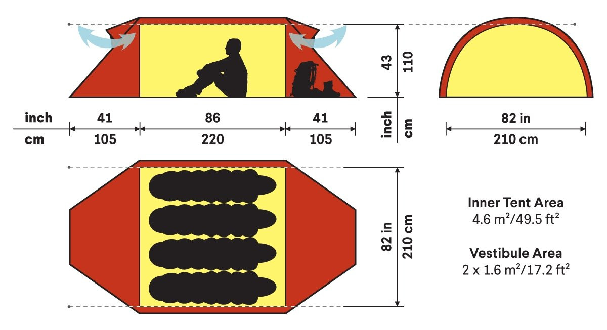 Hilleberg Keron 4 サンド Hilleberg Keron 4 – Tente tunnel 4 saisons robuste et spacieuse