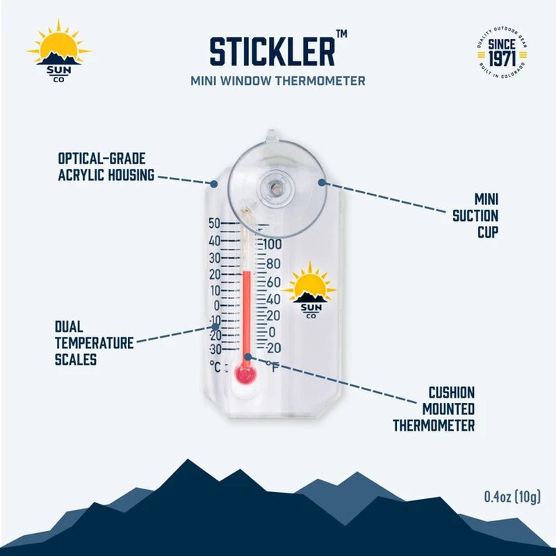 Thermomètre à ventouse pour fenêtre Sun Company Stickler