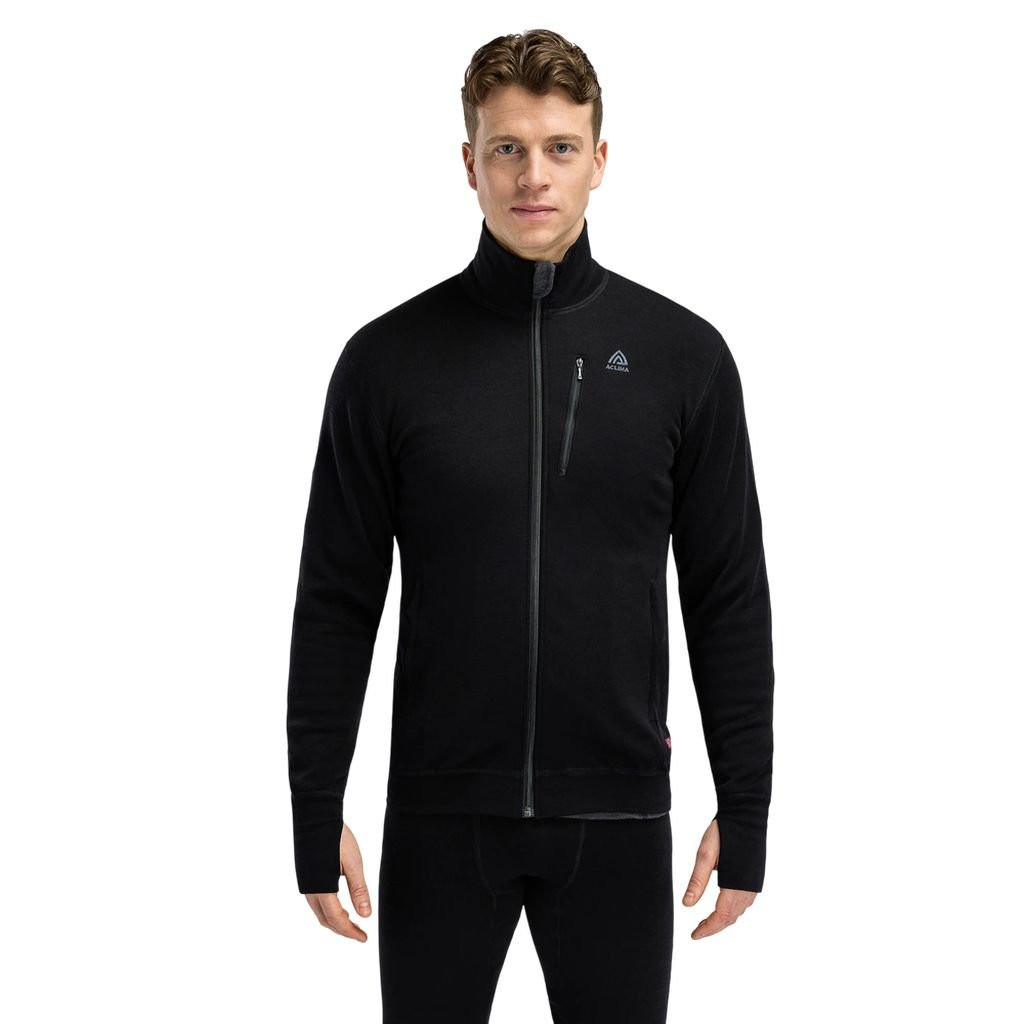 Veste zippée en laine mérinos Aclima DoubleWool Jacket Man - Jet Black/Marengo