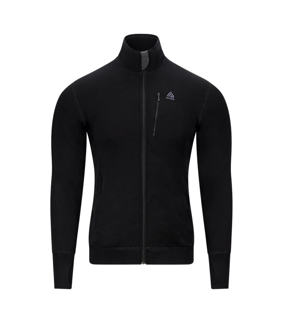 Veste zippée en laine mérinos Aclima DoubleWool Jacket Man - Jet Black/Marengo