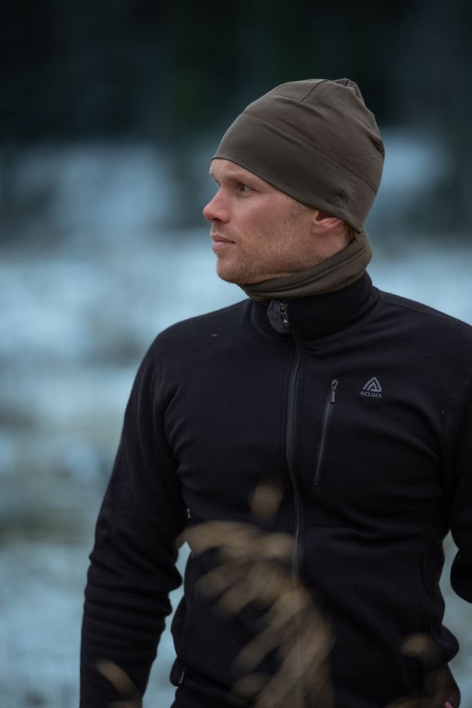 Veste zippée en laine mérinos Aclima DoubleWool Jacket Man - Jet Black/Marengo