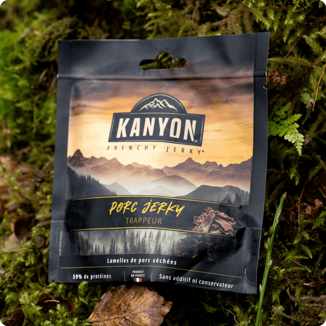 Snacks de viandes séchées hyper protéinés Kanyon Jerky Porc Trappeur - 50 g