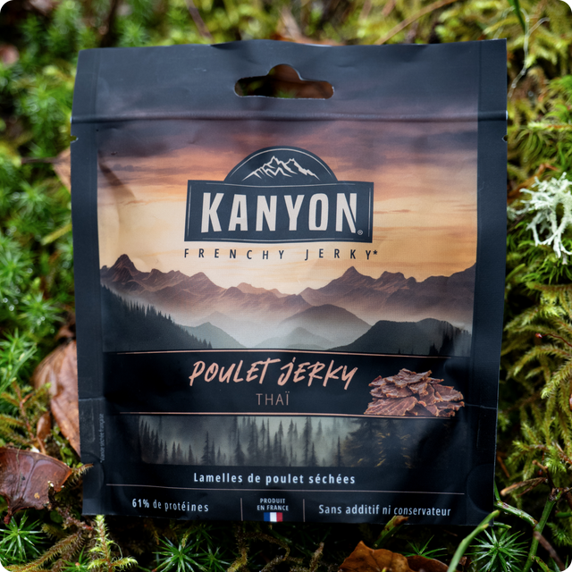 Snacks de viandes séchées hyper protéinés Kanyon Jerky Poulet Thaï - 50 g