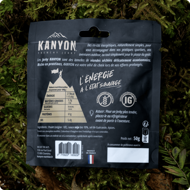Snacks de viandes séchées hyper protéinés Kanyon Jerky Poulet Thaï - 50 g