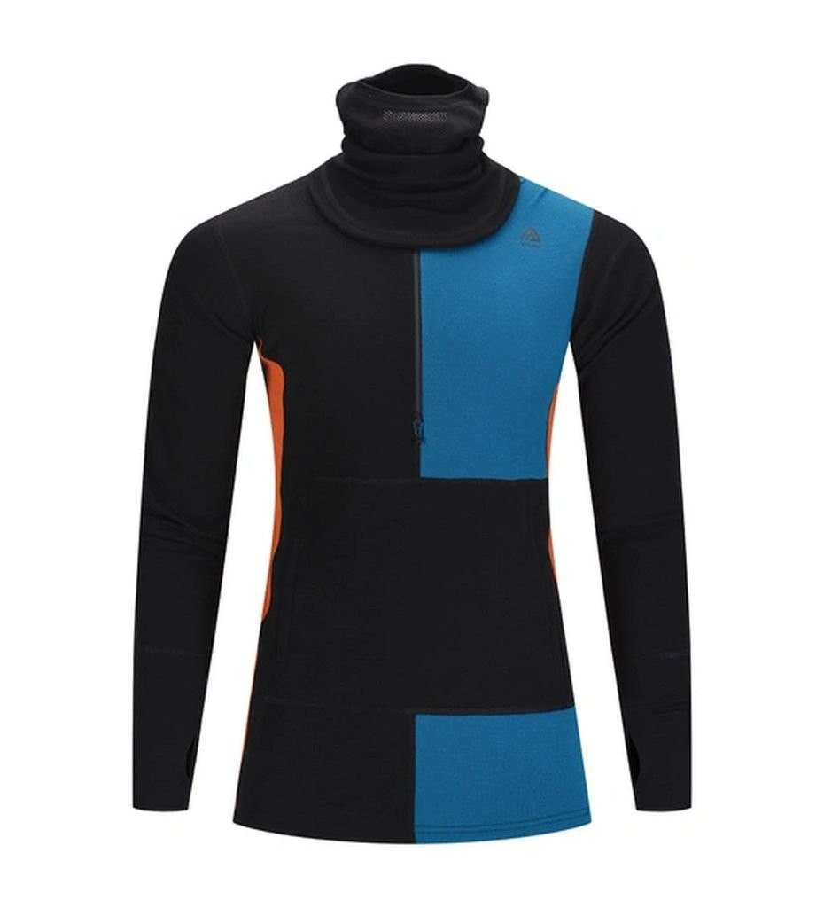 Sous-vêtement laine mérinos Aclima WarmWool Hood Sweater W/Zip Man - Noir/Bleu