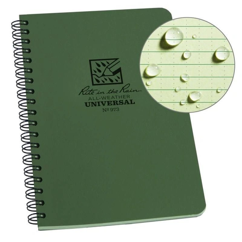 Carnet étanche Rite in the Rain Top Spiral Notebook 12X18cm - Vert