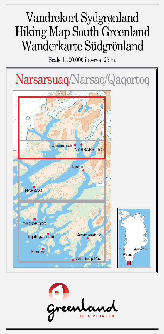 N° 1 - Narsarsuaq – Groenland Sud – Carte de randonnée - 1 :100 000
