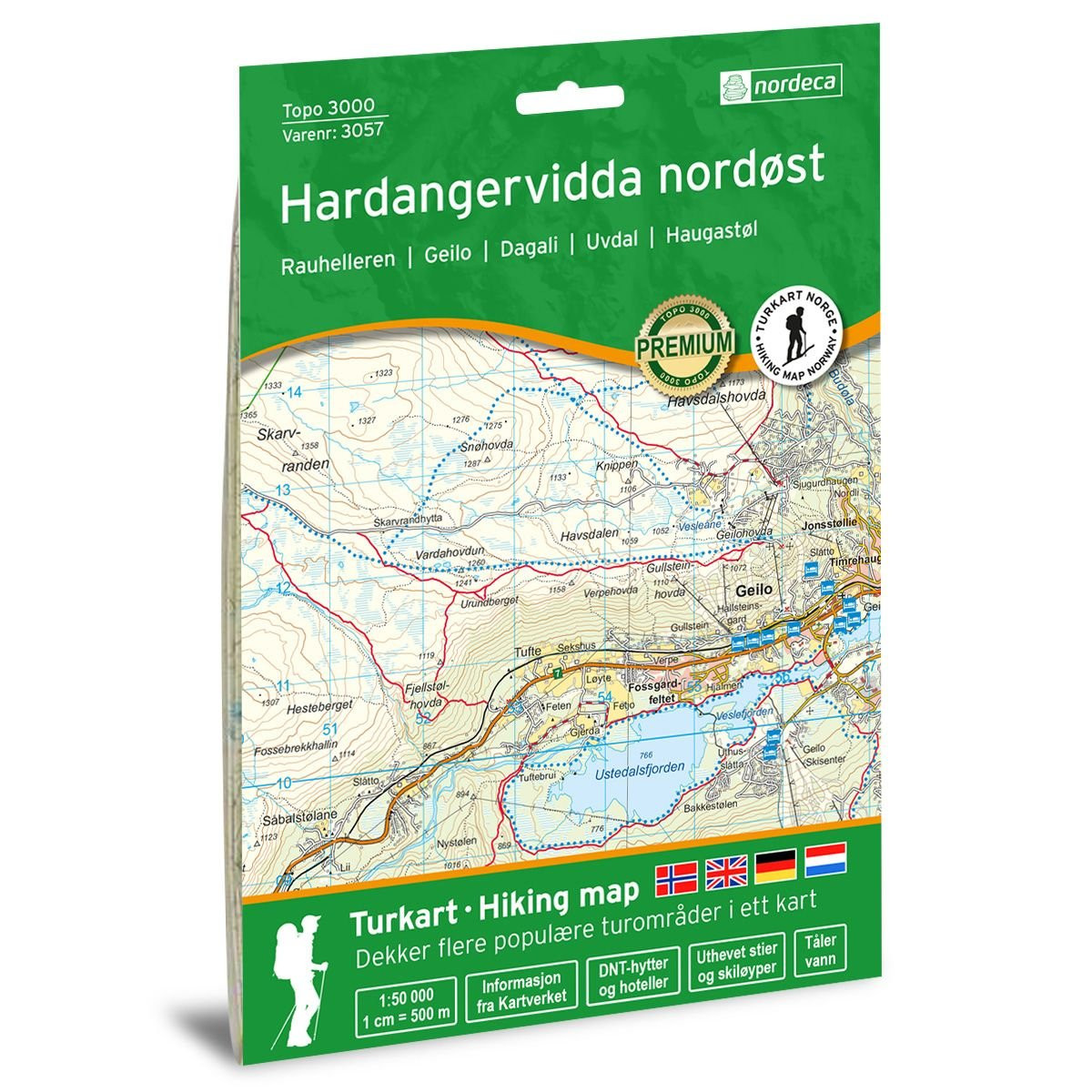 Hardangervidda nordøst  Topo 3000 – Turkart 1:50 000 – N° 3057 – Norvège