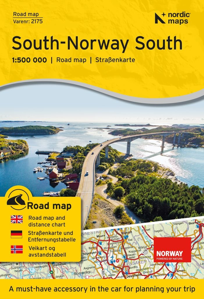 Carte routière Norvège du Sud