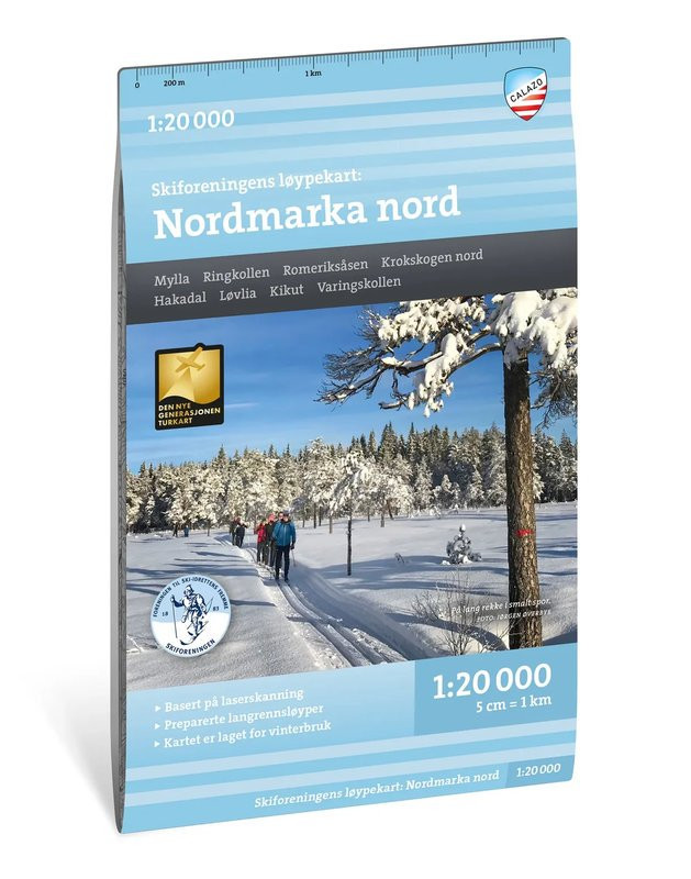 Carte ski de fond Løypekart Nordmarka nord 1:20 000 – Calazo