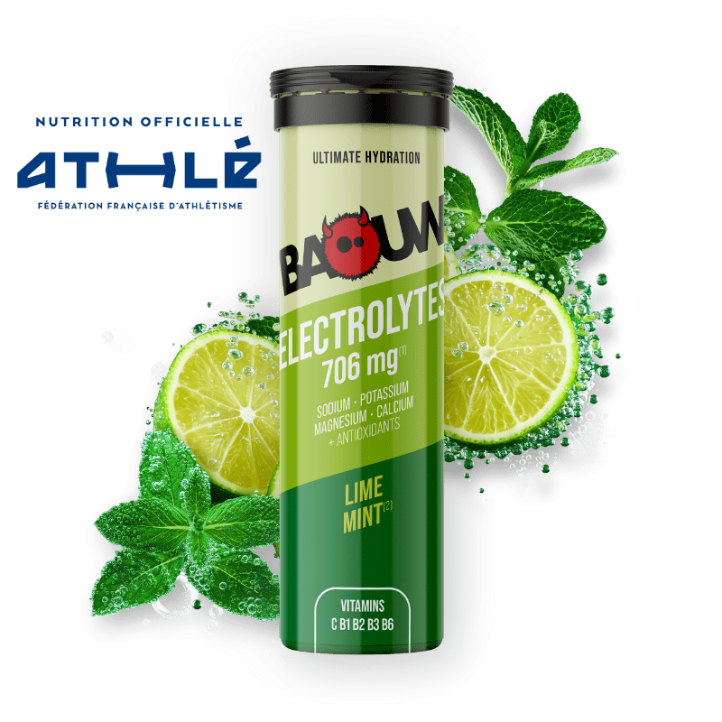 Pastilles d'hydratation diluables pour l'effort Baouw pastilles Electrolytes Citron Vert-Menthe