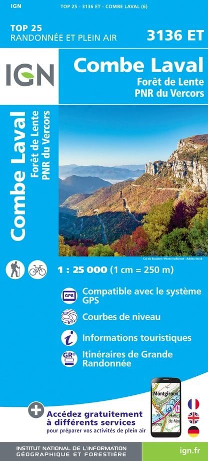 IGN Top 25 3136 ET Combe Laval Forêt de Lente PNR du Vercors
