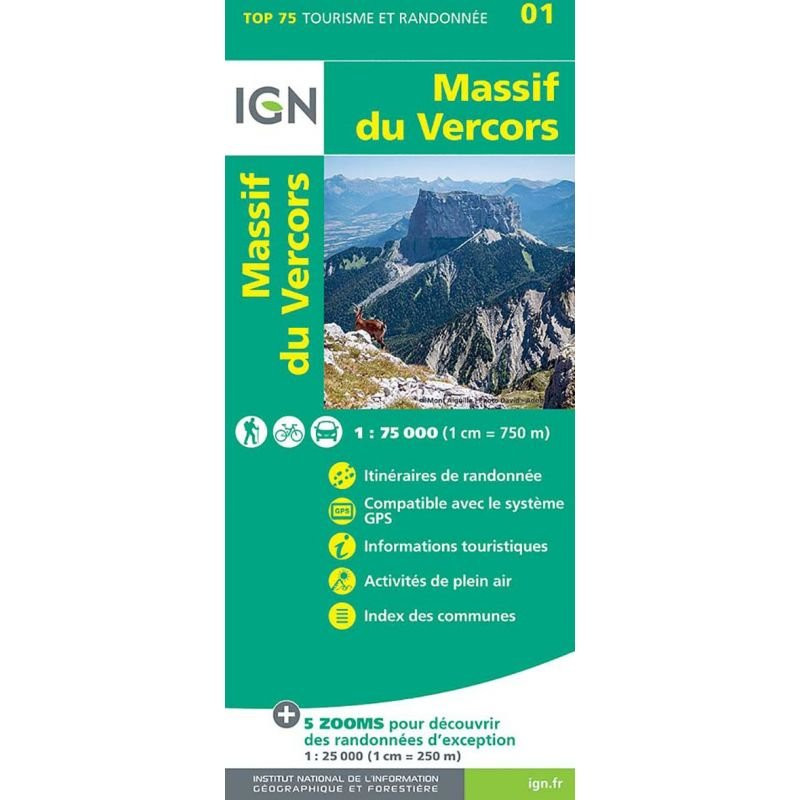 Carte IGN Top 75 Massif du Vercors