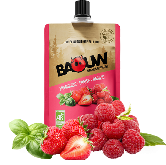 Baouw Purée Bio Framboise - Fraise - Basilic