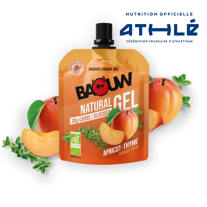Gel énergétique bio pour efforts intenses Baouw Natural Gel Abricot - Thym
