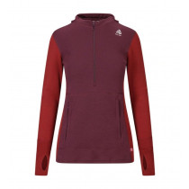 Aclima WarmWool Hood Sweater W/Zip Woman - Bordeaux/ Fig/Red Dahlia