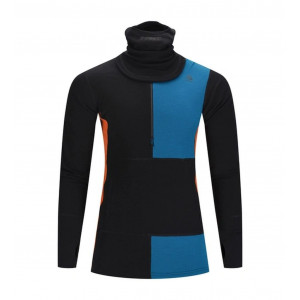 Sous-vêtement laine mérinos Aclima WarmWool Hood Sweater W/Zip Man - Noir/Bleu