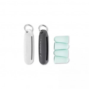 Kit de bouchons d’oreilles de voyage en mousse et leurs étuis en silicone Matador Travel Earplugs Kitx2 Black and White