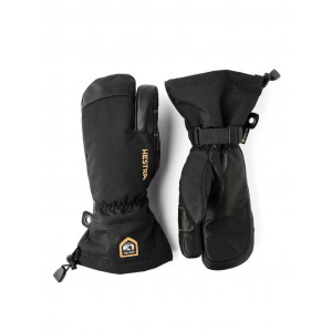Gants 3 doigts chauds et imperméables en cuir Hestra Army Leather Gore-Tex 3-fingers- Noir