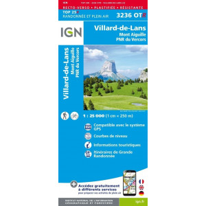 IGN Top25 3236 OTR Villard de Lans, Mont Aiguille, PNR du Vercors - Résistante