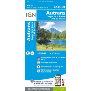 IGN Top 25 3235 OT Autrans Gorges de la Bourne PNR du Vercors