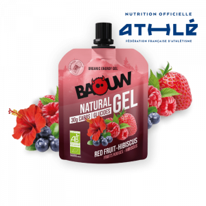 Gel énergétique bio pour efforts intenses Baouw Natural Gel Fruits Rouges – Hibiscus 