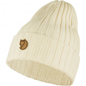 Bonnet à mailles côtelées 100 % laine Fjällräven Byron Hat - Crème/CHalk White