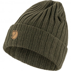 Bonnet à mailles côtelées 100 % laine Fjällräven Byron Hat - Olive Foncé/Dark Olive