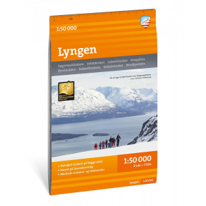 Carte de randonnée des Alpes de Lyngen en Norvège  - Echelle 1:50 000