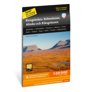 Carte randonnée Kungsleden : Kebnekaise, Abisko & Riksgränsen - 1:50 000 - Calazo