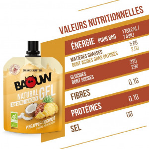 Gel énergétique bio Baouw Natural Gel Ananas-Noix de Coco