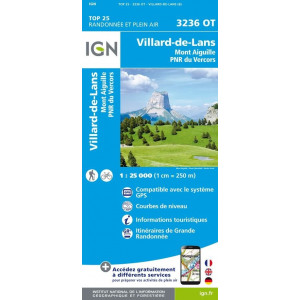 IGN Top25 3236 OT Villard de Lans, Mont Aiguille, PNR du Vercors